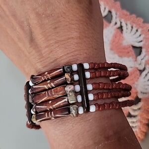 Tribal bracelet brown beads and small stones